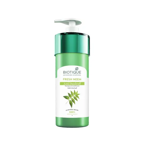 Image of Biotique Fresh Neem Anti Dandruff Shampoo and Conditioner, 800ml
