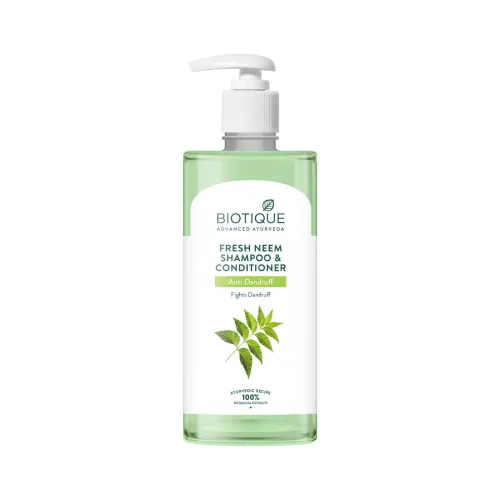 Image of Biotique Fresh Neem Anti Dandruff Shampoo and Conditioner | Controls Dandruff | Eliminates Dryness, Flaking, and Itching