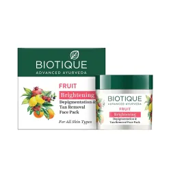 Biotique Fruit Brightening Depigmentation and Tan Removal Face Pack | Ayurvedic and Organically Pure| Tan Removal Face P