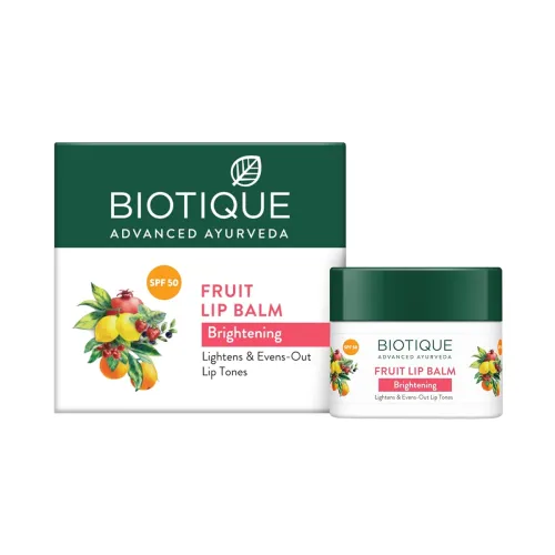 Image of Biotique Fruit Whitening/Brightening Lip Balm SPF 50 | Hydrated and Nourishing Lips 