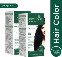BIOTIQUE Herbcolor Natural Black 1N 60g+140ml * Pack of 2