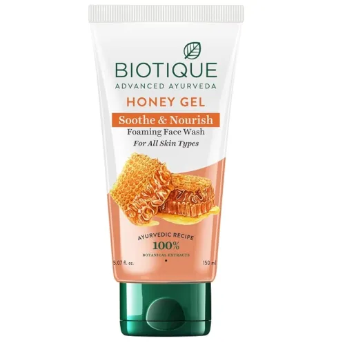 Image of Biotique Honey Gel Soothe & Nourish Foaming Face wash | Soap Free Formula | Reduce Dryness | 100% Botanical Extracts | S