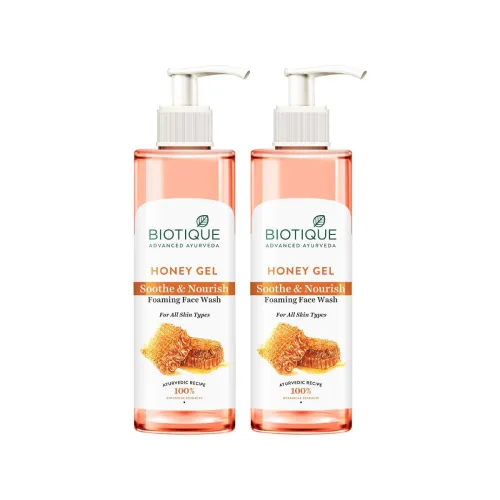 Image of Biotique Honey Gel Soothe & Nourish Foaming Face Wash 400ml (200ml x 2)