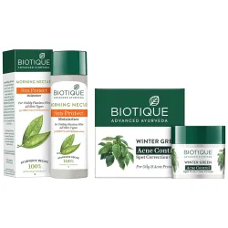 Biotique Bio Morning Nectar Sunscreen Ultra Soothing Face Lotion, SPF 30+, 120ml & Bio Winter Green Spot Correcting Anti