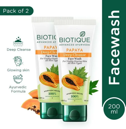 Image of BIOTIQUE Papaya Deep Cleanse For Glowing Skin Tan removal and Brightening Face Wash (200 ml)