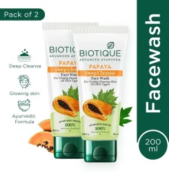 BIOTIQUE Papaya Deep Cleanse For Glowing Skin Tan removal and Brightening Face Wash