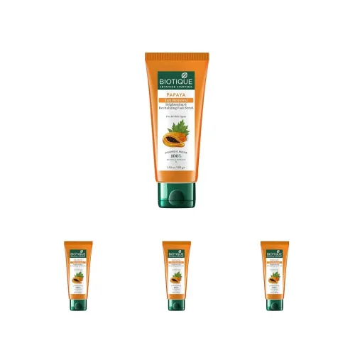 Image of Biotique Papaya Tan Removal Brightening & Revitalizing Face Scrub | Gentle Exfoliation | Smooth and Clear Complexation |