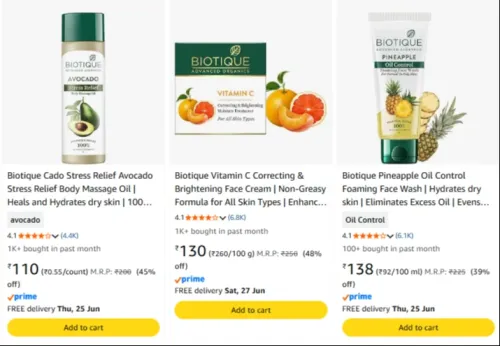 Image of Biotique product starting at ₹ 110