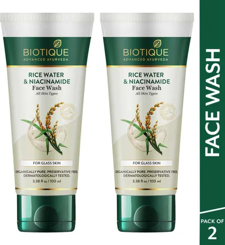 Image of BIOTIQUE Rice Water & Niacinamide Gel |Removes Excess Oils & Reduce Blemishes Face Wash (200 g)