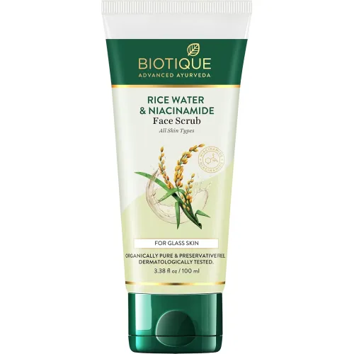 Image of Biotique Rice Water & Niacinamide Deep Cleanse Gel Face Scrub for Smoother, Radiant and Brighter Skin|Glass Skin |Unclog