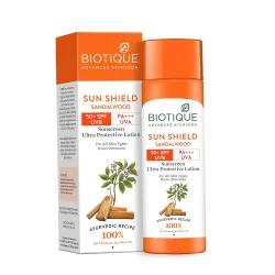 Biotique Bio Sandalwood Sunscreen Ultra Soothing Face Lotion, SPF 50+ | Ultra Protective Lotion | Keeps Skin Soft, Fair 
