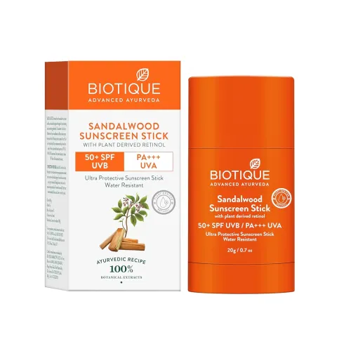 Image of Biotique Sandalwood Sunscreen Stick, SPF 50 for All Skin Types 20Gm
