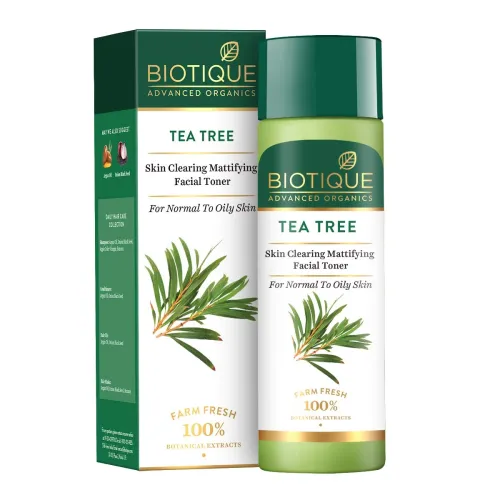 Image of Biotique Tea Tree Skin Clearing Mattifying Facial Toner | Enriched with 100% Botanical Extracts & Tea Tree Oil | Refresh