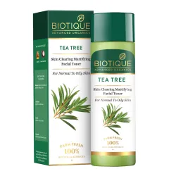 Biotique Tea Tree Skin Clearing Mattifying Facial Toner | Enriched with 100% Botanical Extracts & Tea Tree Oil | Refresh