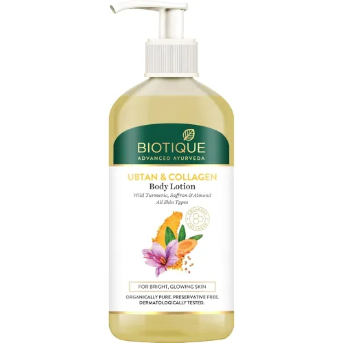 Image of Biotique Ubtan & Collagen Light Gel Oil-Free Body Lotion for Smooth, Healthy