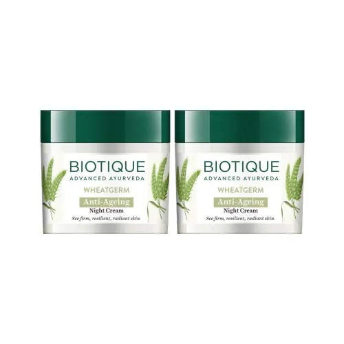 Image of Biotique Wheat Germ Anti- Ageing Night Cream 50g pack of 2