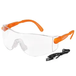 BISON LIFE Vison Safe, BoxerX Safety Glasses Adjustable Angle Temples, Frameless Anti-scratch and Anti-fog Clear Lens Or