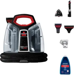 BISSELL Spotclean ProHeat Wet & Dry Vacuum Cleaner Heatwave Technology removes Curry & Tough Stains|Deep Cleans Carpet, Sofa, Curtains, Mattress, Refreshes Garments| Cleaning Formula (Black)