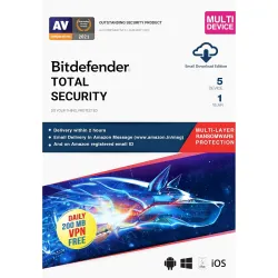 Bitdefender - 5 Devices,1 Year - Total Security | Windows| Mac| Android|iOS | Latest Version | (Single Activation Code) Email Delivery in 2 Hours- No CD |