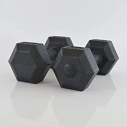 Image of Black 2Kg Pvc Hex Dumbbells Set