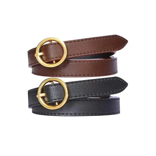 Image of Black And Brown Combo Women Casual Black Artificial Leather Belt,Belt for Jeans, Colour Black, Party & Casual Wear Ladie
