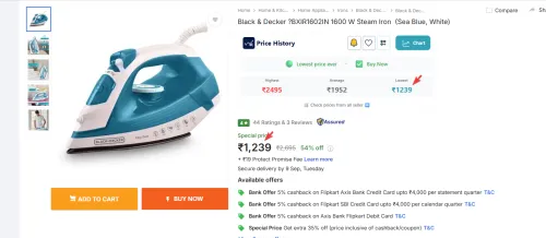 Image of Black & Decker ?BXIR1602IN 1600 W Steam Iron 