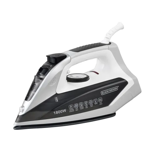 Image of Black+Decker 1800W Steam Iron with Ceramic Soleplate (Black & White)