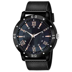 Black Dial PU Strap Stylish Analog Watch for Men