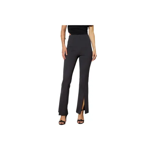 Image of Black Front Slit 4-Way Stretch Slim Pants