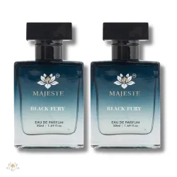 BLACK FURY Unisex Eau De Parfum luxury Liquid Perfume With Lemon, Sage, Black Amber, Patchouli, Premium, Long Lasting, Citrus & Spicy Woodiness, 50ml - Pack of 2