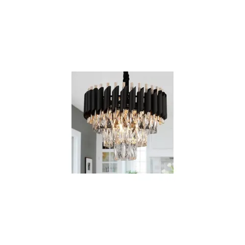 Image of Black Mamba Modern K9 3-Tier Round Crystal Chandelier 
