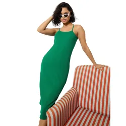 Black Rib Strappy Slip-on Dress