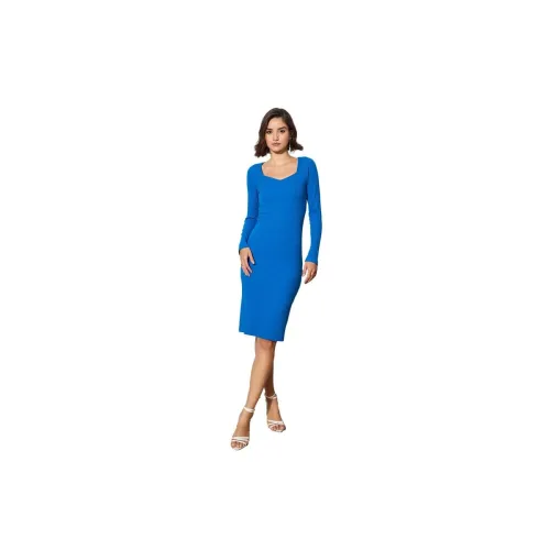 Image of Black Rib Sweetheart Neck Knee Dress