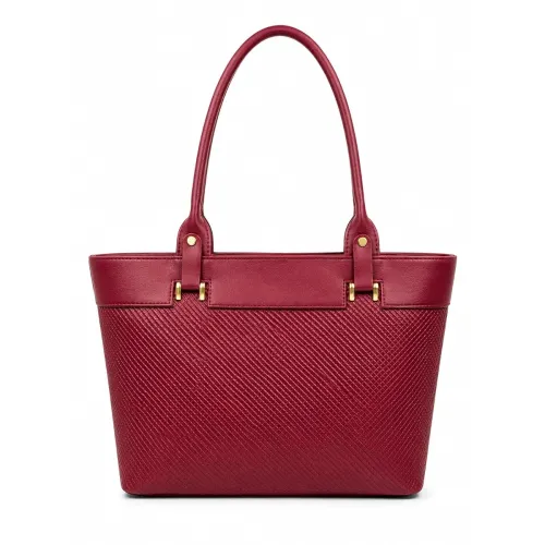 Image of Black Tote Bag with Textured Front Hardware