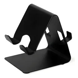 Black Two-Side Metal Mobile Stand | Premium Dual-Slot Phone Holder | Strong & Stable Desk Stand for Smartphone