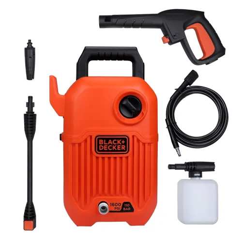 Image of BLACK+DECKER BEPW1600 1300W 1600 PSI 110 Bar Pressure Washer for Car, Bike