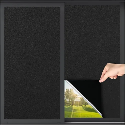 Image of Blackout Window Film Sun Light Blocking Frosted Privacy Window Cling for Glas
