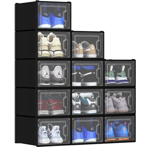 Image of BLAPOXE Transparent Plastic Storage Shoe Box (Pack Of 4)