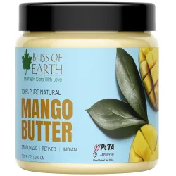 Bliss of Earth Deodorised Indian Mango Butter For Face Skin Hair & DIY, 200GM Comes in Handy Jar