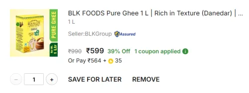 Image of BLK FOODS Pure Ghee 1 L 