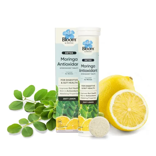 Image of Bloom by Bold Care Moringa Powder Antioxidant Effervescent Tablets | Natural Liver Detox and Gut Health | Pre-biotic for