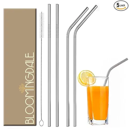 Image of Bloomingdale Straw Reusable Stainless Steel Straw with Cleaning Brush so5
