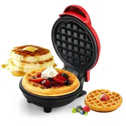 Bloomiva 3 in 1 Mini Waffle Maker Machine 350W | 4 Inch Electric Waffle Iron for Breakfast, Desserts, Sandwiches & Pancakes | Compact Home Kitchen Appliance with Easy-Clean Cooking Plates