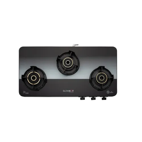 Image of BLOWHOT 3-Burner Manual Gas Stove with Toughened Glass Top