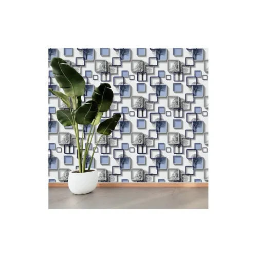 Image of Blue Box Self Adhesive Wallpaper for Living Room 
