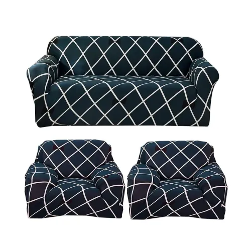 Image of Blue Diamond 5-Seater Stretch Sofa Cover Non-Slip Elastic