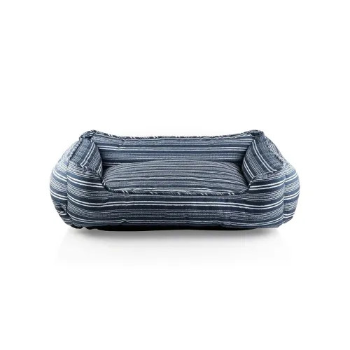 Image of Blue Striped Cuddler Pet Bed for Small Dogs, Cozy Cuddler