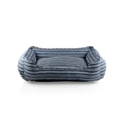 Blue Striped Cuddler Pet Bed for Small Dogs, Cozy Cuddler