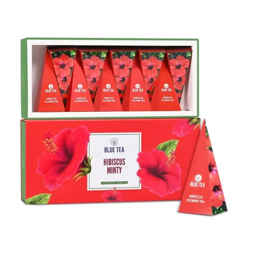 Image of BLUE TEA - Hibiscus Tea - Gift Box - Minty Herbal Tea - 10 Tea Bags 