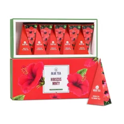BLUE TEA - Hibiscus Tea - Gift Box - Minty Herbal Tea - 10 Tea Bags